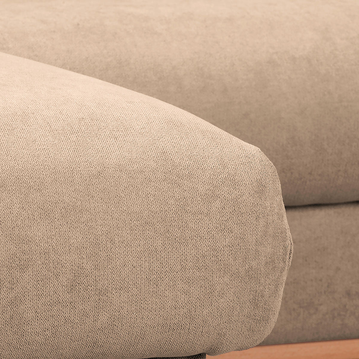 ECKSOFA in Mikrofaser Beige  - Wengefarben/Beige, Design, Holz/Textil (150/230cm) - Livetastic