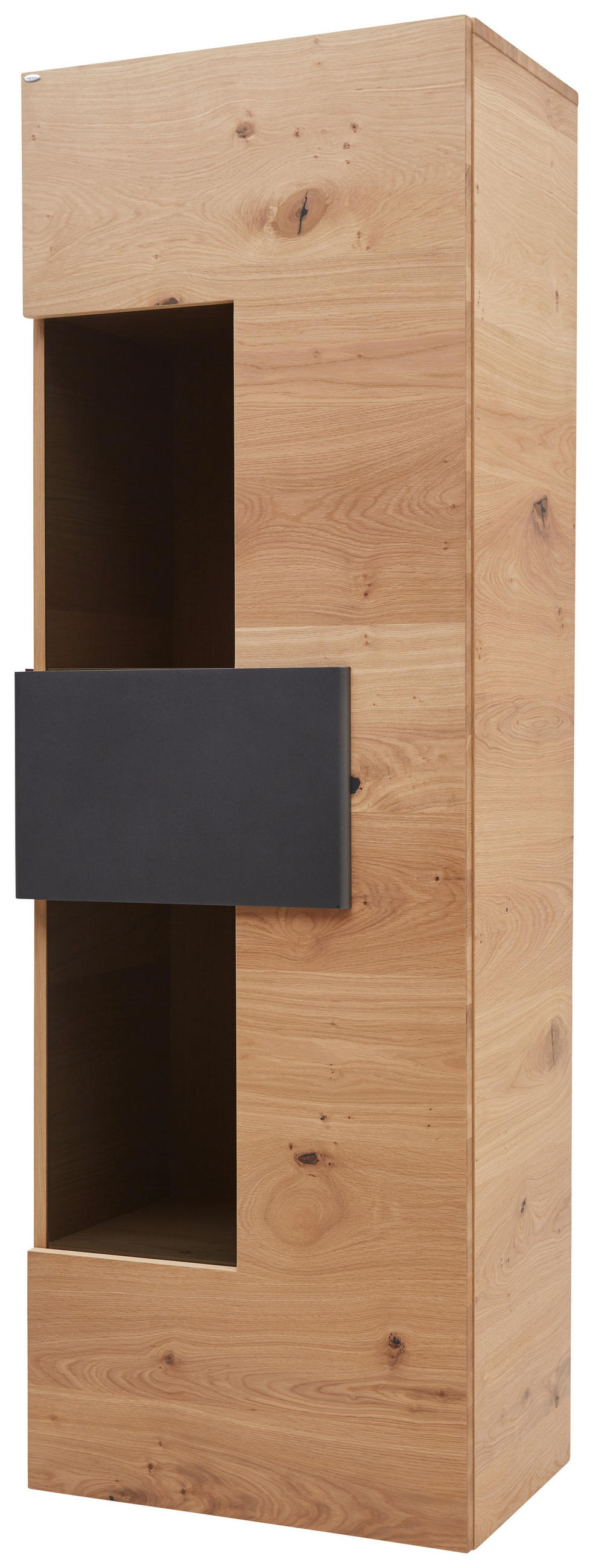 VITRINE  in furniert, mehrschichtige Massivholzplatte (Tischlerplatte) Wildeiche Anthrazit, Eichefarben - Eichefarben/Anthrazit, Natur, Glas/Holz (65,2/194/44cm) - Voglauer