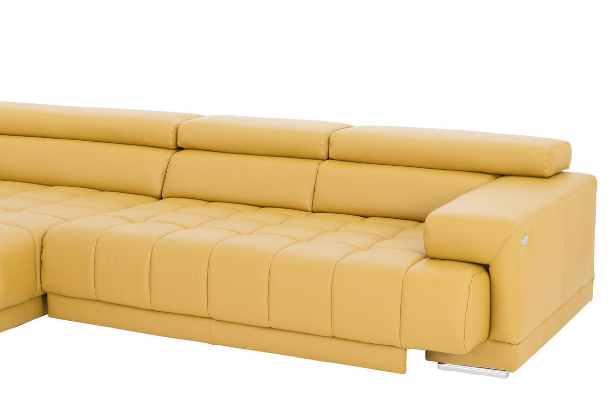 ROHOVÁ SEDACIA SÚPRAVA, koža, žltá - hnedá/žltá, Design, koža/drevo (190/330cm) - Beldomo Speed
