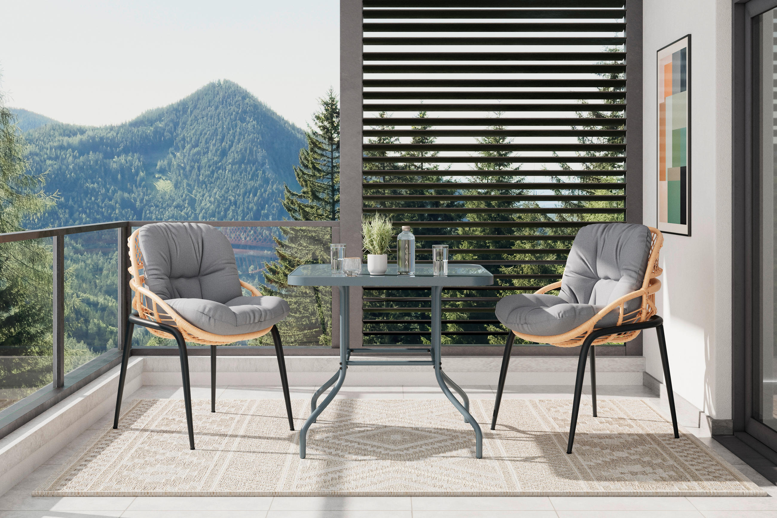 GARTENSESSEL Eisen Naturfarben, Schwarz, Dunkelgrau  - Dunkelgrau/Schwarz, Design, Kunststoff/Textil (65.5/86/70.5cm) - Ambia Garden