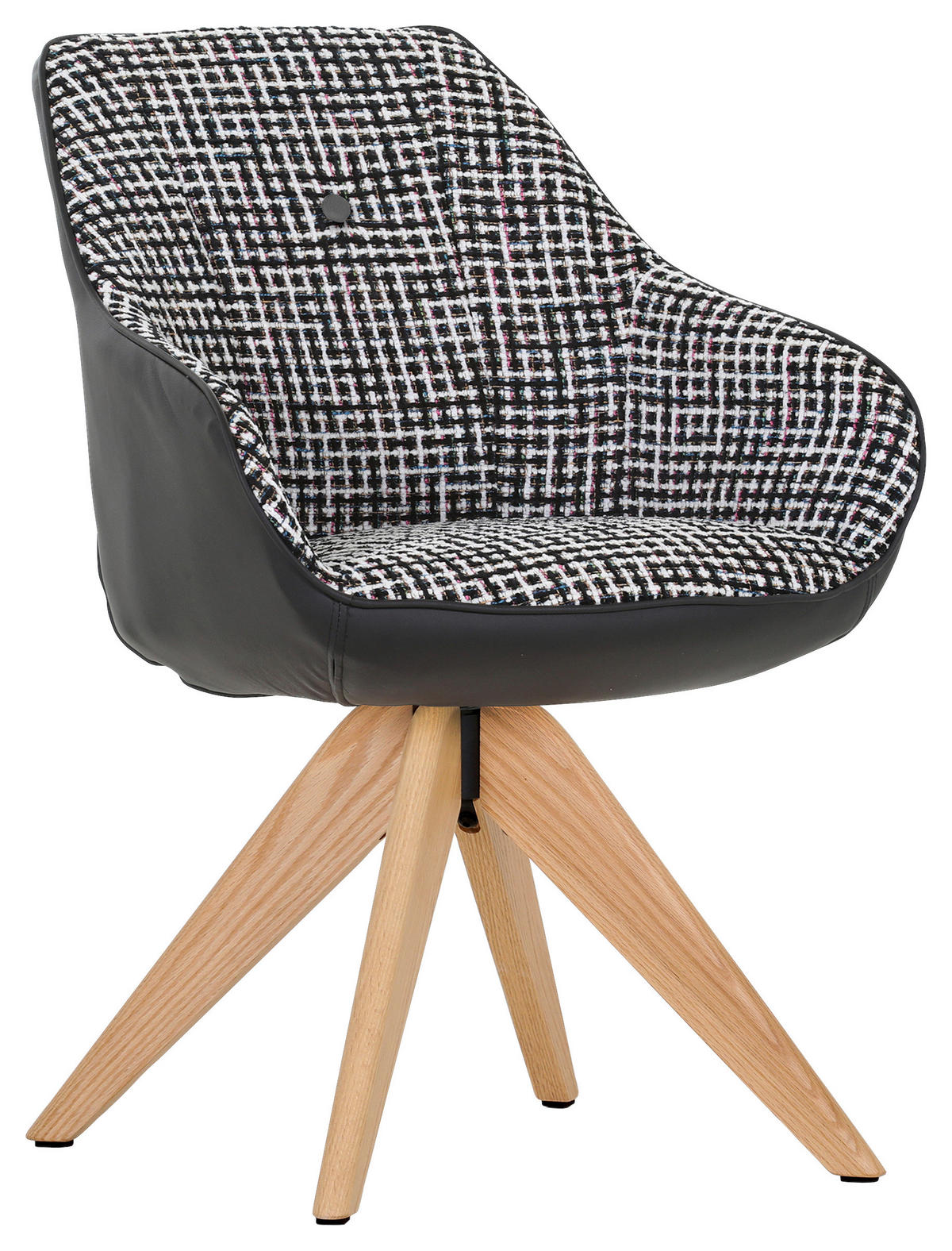 ARMLEHNSTUHL  in Chenille, Lederlook  - Eichefarben/Schwarz, KONVENTIONELL, Holz/Textil (60/83/65cm) - Novel