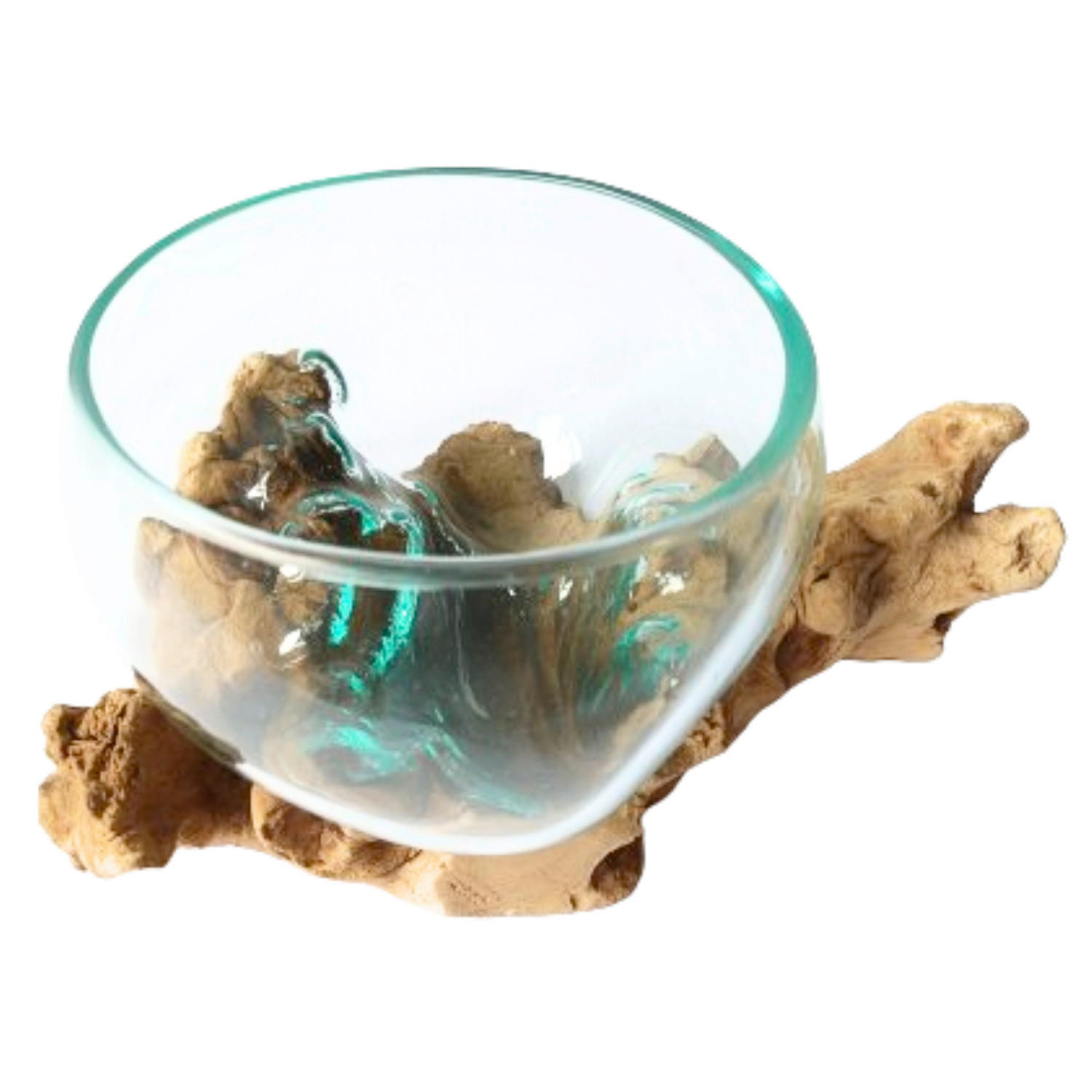 VASE 10 cm  - Klar/Ecru, LIFESTYLE, Glas/Holz (22/18/10cm) - Ambia Home