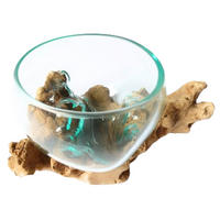 VASE 10 cm  - Klar/Ecru, LIFESTYLE, Glas/Holz (22/18/10cm) - Ambia Home