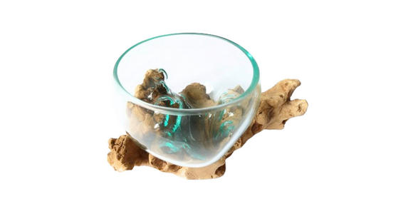 VASE 10 cm  - Klar/Ecru, LIFESTYLE, Glas/Holz (22/18/10cm) - Ambia Home