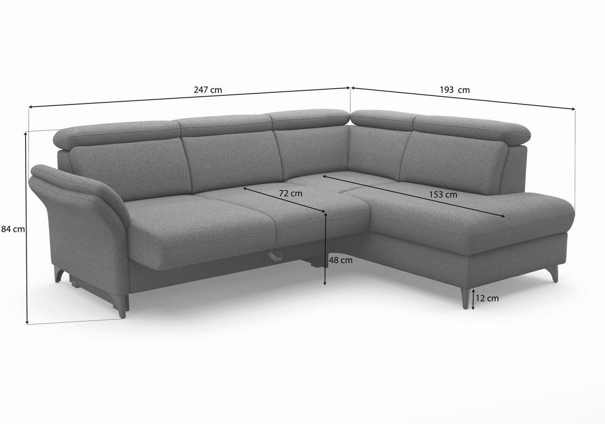 ECKSOFA GLENDALE E Creme Flachgewebe  - Eichefarben/Creme, KONVENTIONELL, Holz/Textil (247/193cm) - Sit & More