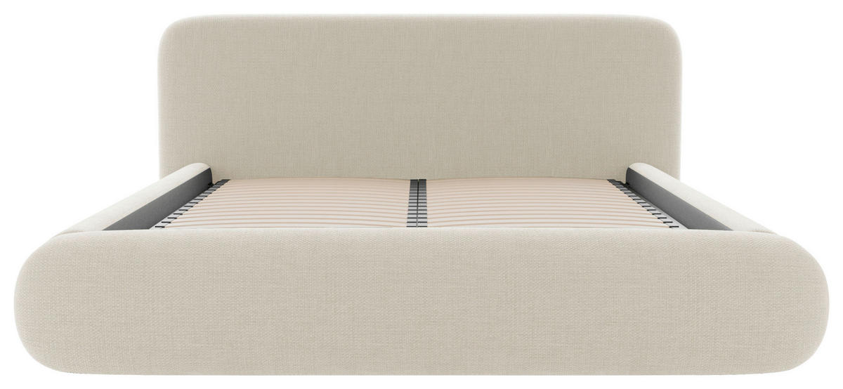 POLSTERBETT 180/200 cm,  in Beige, gepolstertes Kopfteil, Lattenrost, Bettkasten,  - Beige/Schwarz, Design, Holz/Textil (180/200cm) - Chameo