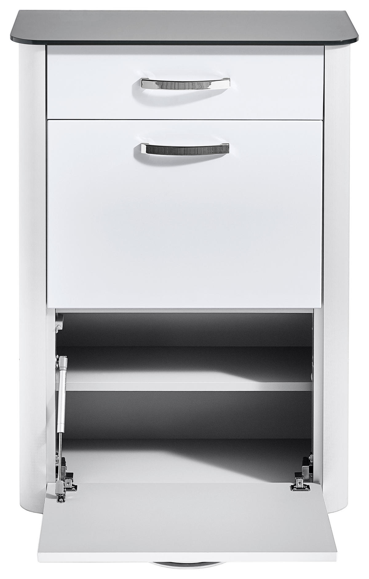 SCHUHSCHRANK  in 71/97/35 cm  - Chromfarben/Weiß Hochglanz, Basics, Glas/Holzwerkstoff (71/97/35cm) - Moderano