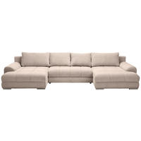 WOHNLANDSCHAFT in Cord Taupe  - Taupe/Chromfarben, KONVENTIONELL, Kunststoff/Textil (180/376/180cm) - Carryhome