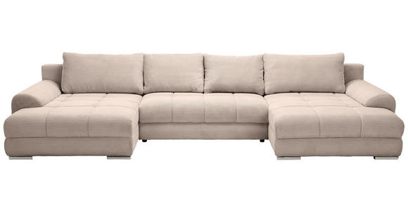 WOHNLANDSCHAFT  in Cord Taupe  - Taupe/Chromfarben, KONVENTIONELL, Kunststoff/Textil (180/376/180cm) - Carryhome