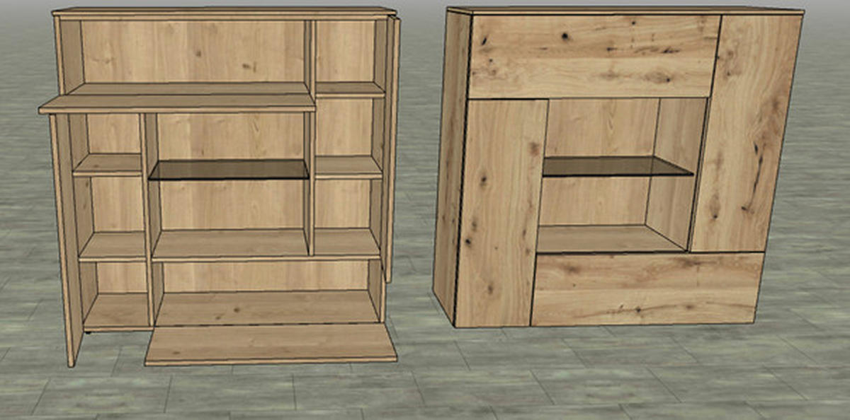 HIGHBOARD Nussbaumfarben  128/131,5/42,8 cm  - Nussbaumfarben, Design, Holz (128/131,5/42,8cm) - Voglauer