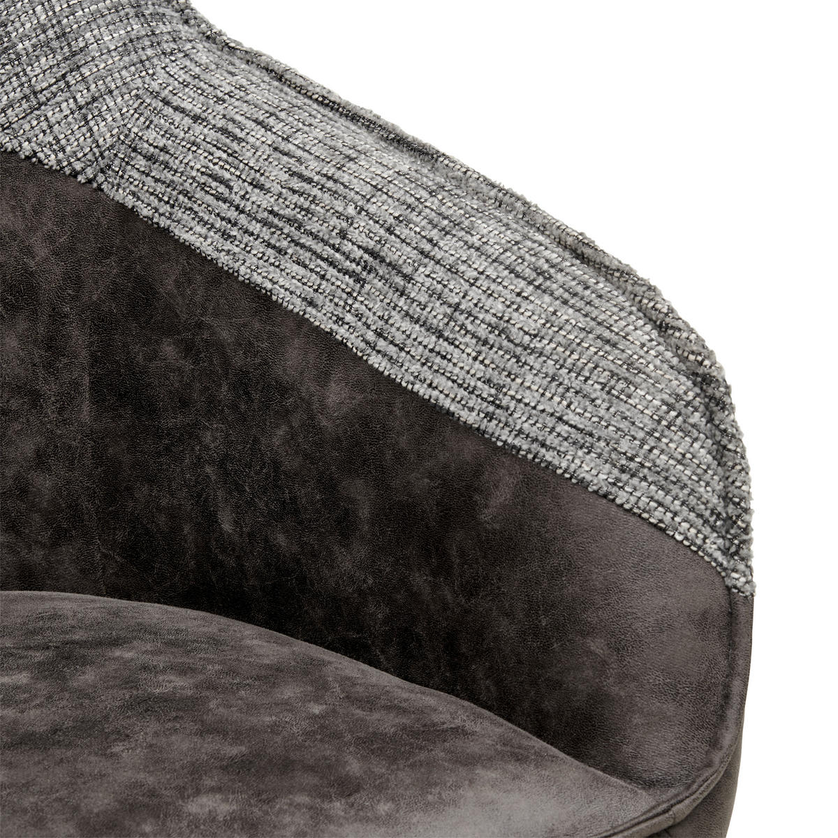 ARMLEHNSTUHL  in Eisen Lederlook, Webstoff  - Schwarz/Grau, MODERN, Holz/Textil (62/60/85cm) - MID.YOU
