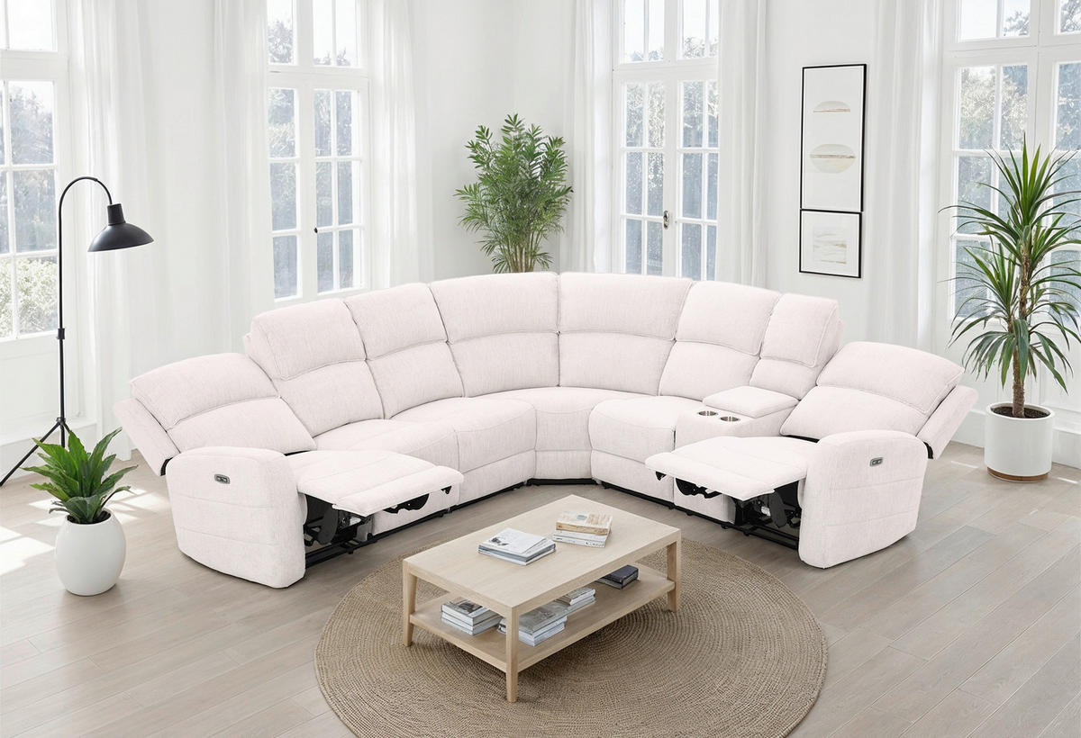 ECKSOFA NOX Weiß Leinenoptik  - Schwarz/Weiß, KONVENTIONELL, Kunststoff/Textil (265/240cm) - Livetastic