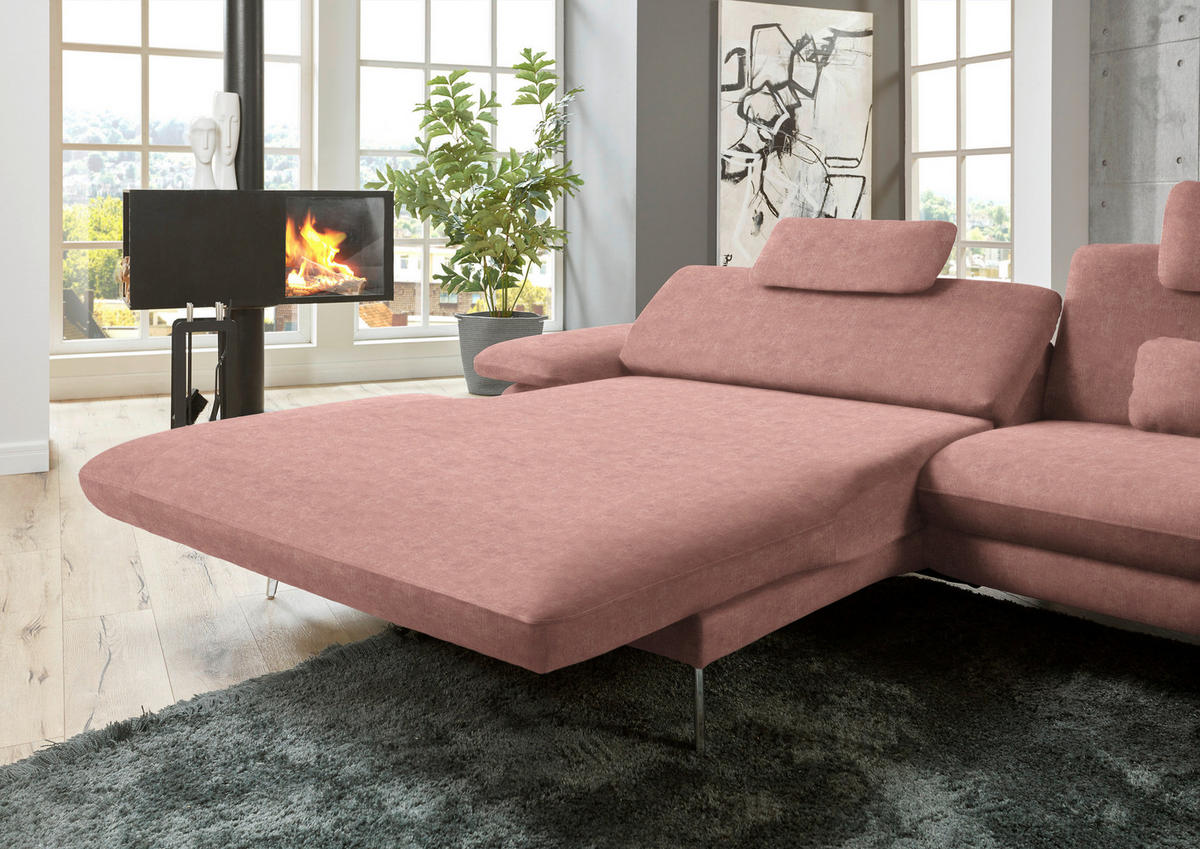 ECKSOFA in Velours Flieder  184/284 cm  - Flieder/Schwarz, Design, Textil/Metall (184/284cm) - Dieter Knoll