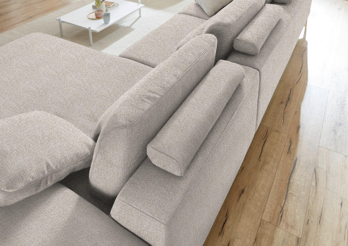 ECKSOFA in Flachgewebe Beige  334/193 cm  - Wildeiche/Beige, Design, Holz/Textil (334/193cm) - Niels Andersson
