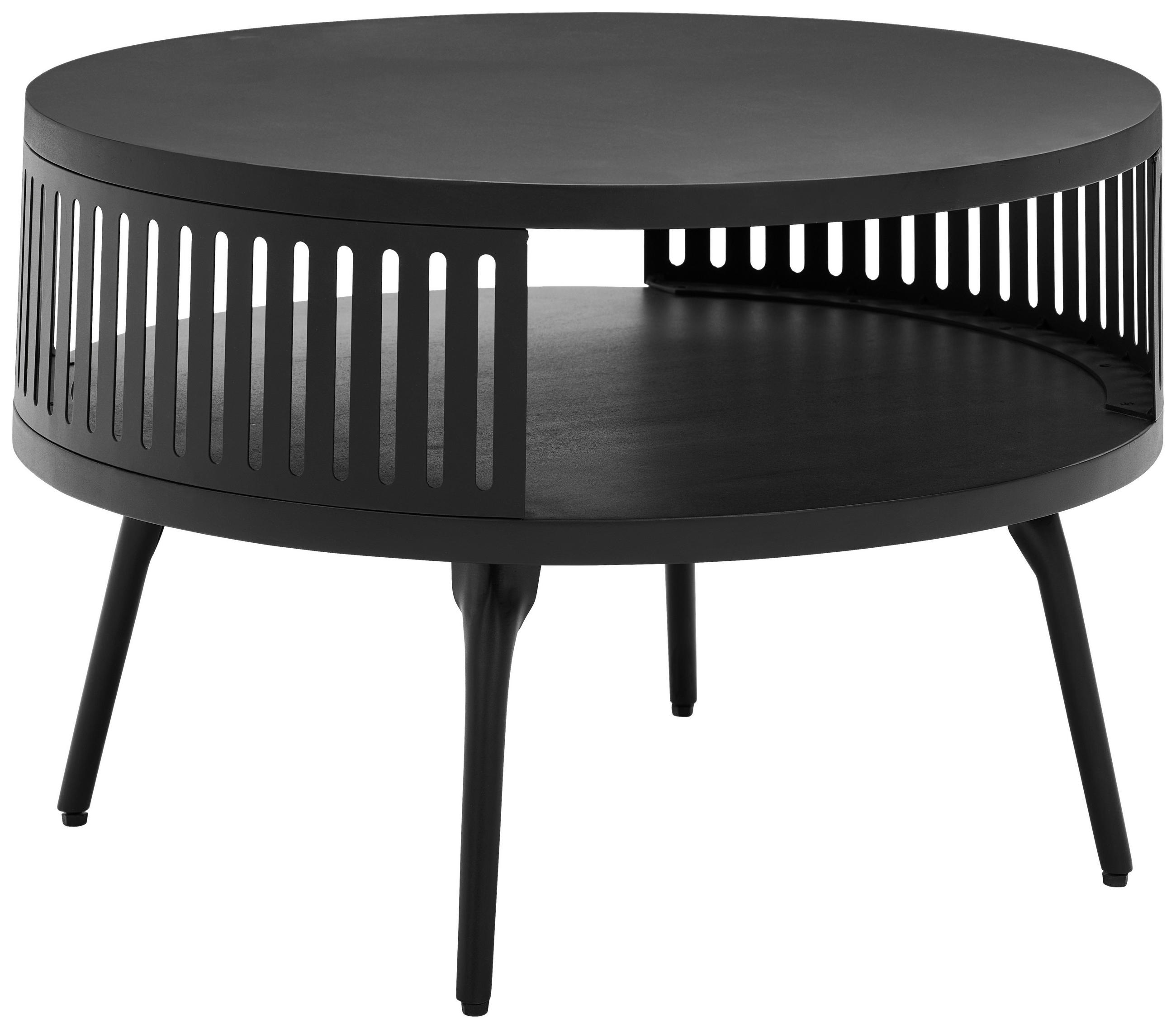 COUCHTISCH Mangoholz massiv 75/75/44 cm rund Schwarz  - Schwarz, Design, Holz/Metall (75/75/44cm) - Carryhome