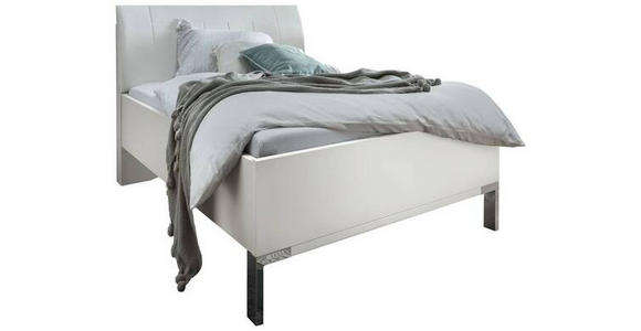 BETT 100/200 cm in Weiß - Chromfarben/Weiß, KONVENTIONELL, Holzwerkstoff/Textil (100/200cm) - Dieter Knoll