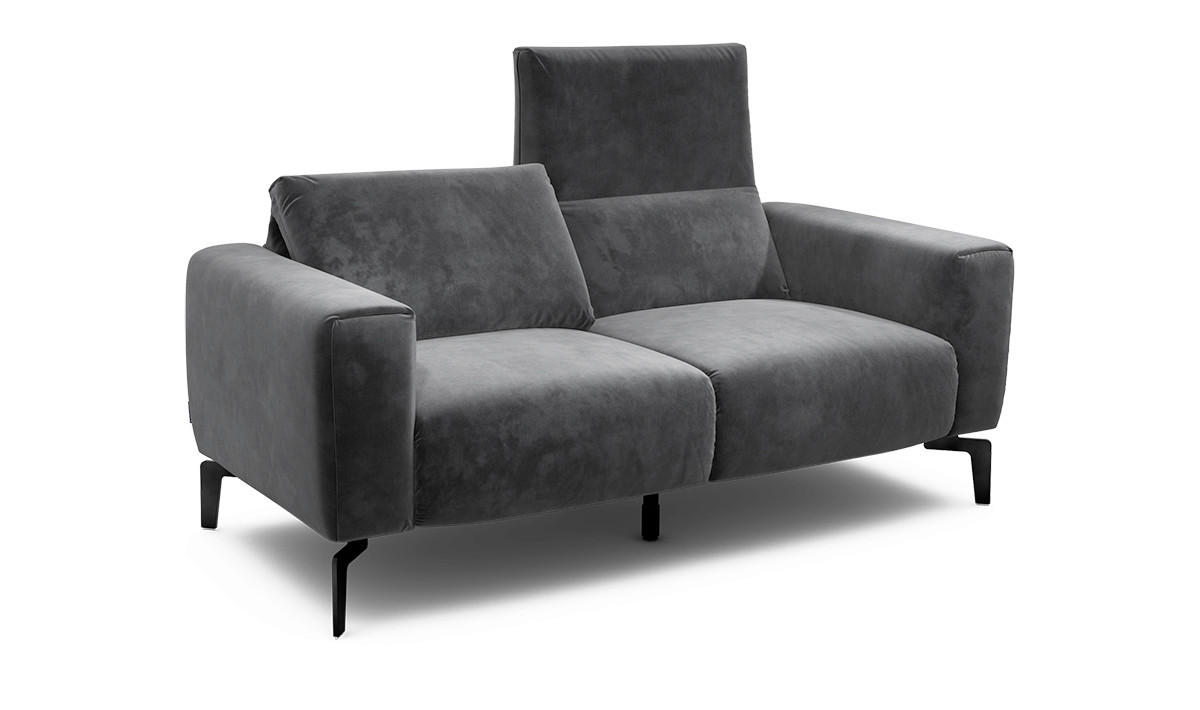 2-SITZER-SOFA in Samt Anthrazit  - Anthrazit/Schwarz, Design, Textil/Metall (180/86/86-94cm) - SENSOO