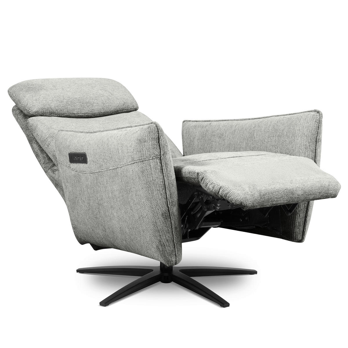 RELAXSESSEL in Textil Hellgrau  - Hellgrau/Schwarz, Design, Textil/Metall (77/107/88cm) - Livetastic