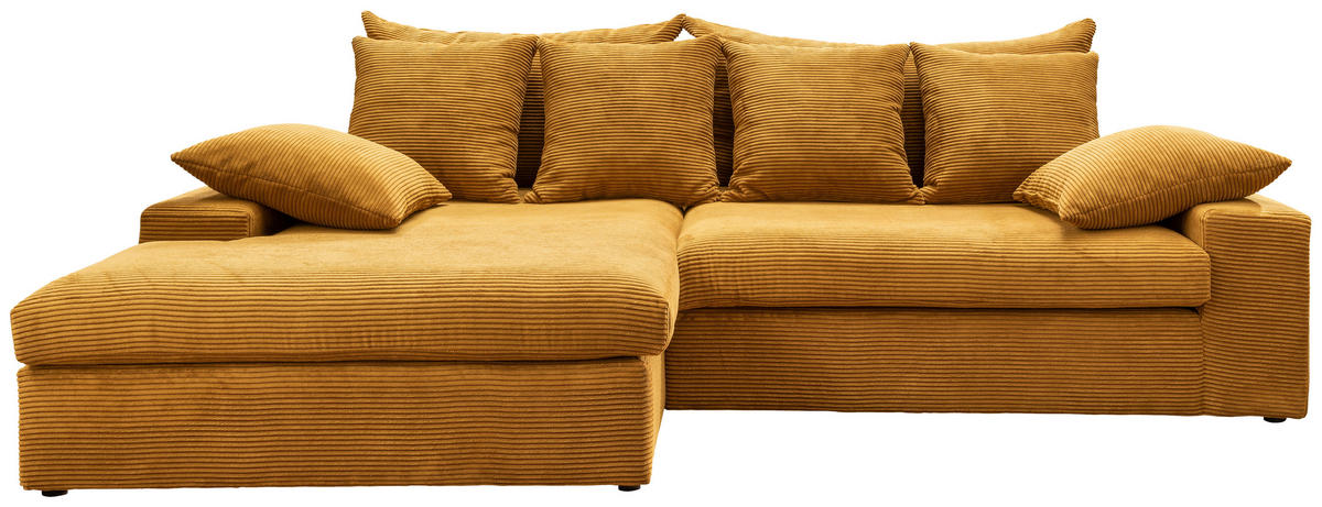 ECKSOFA Goldfarben Cord  - Goldfarben/Schwarz, MODERN, Kunststoff/Textil (200/278cm) - Livetastic