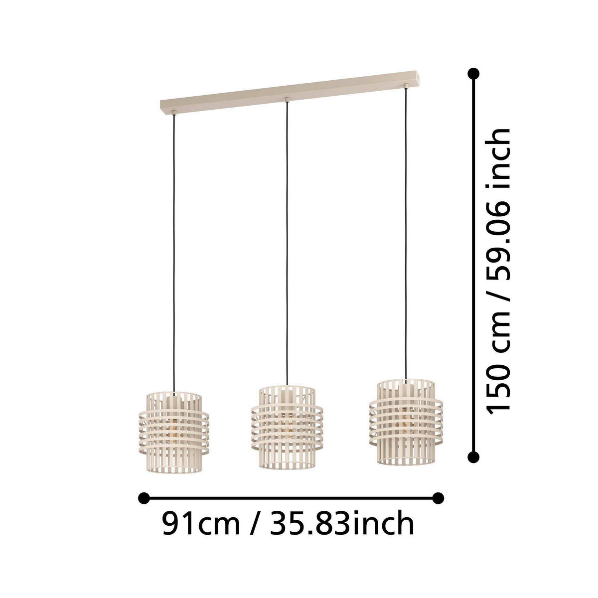 HÄNGELEUCHTE 91/21/150 cm  - Sandfarben, Design, Metall (91/21/150cm) - Eglo