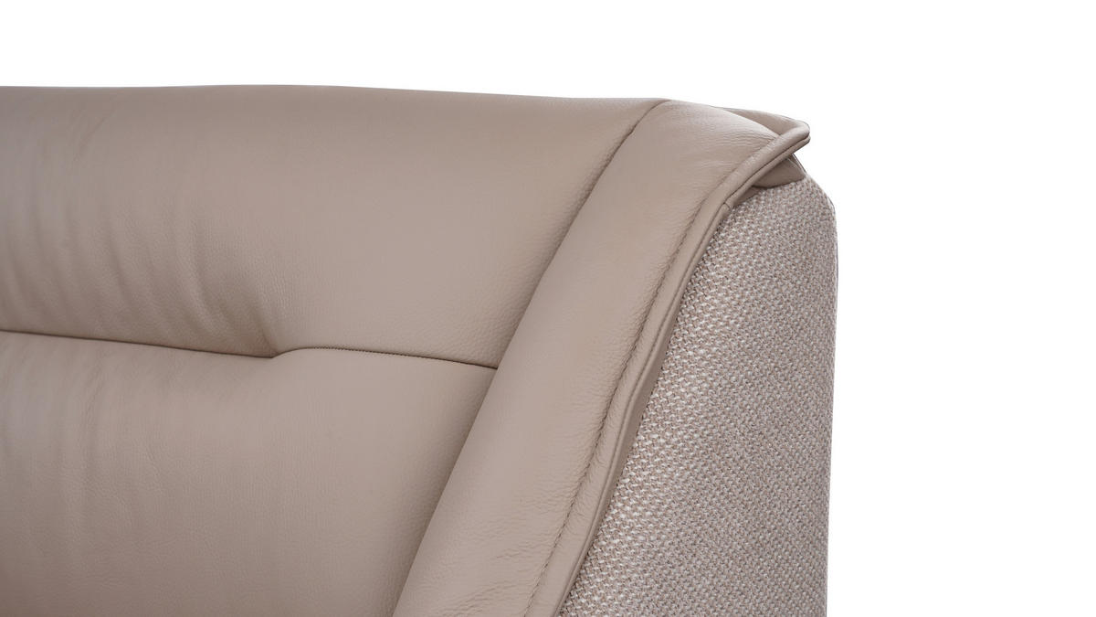 ECKBANK 237/178 cm Struktur Echtleder Schwarz, Taupe   - Taupe/Schwarz, Design, Leder/Textil (237/178cm) - Novel