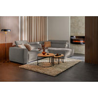 ECKSOFA in Feincord Graubraun  284/205 cm  - Graubraun/Schwarz, Design, Kunststoff/Textil (284/205cm) - Xora