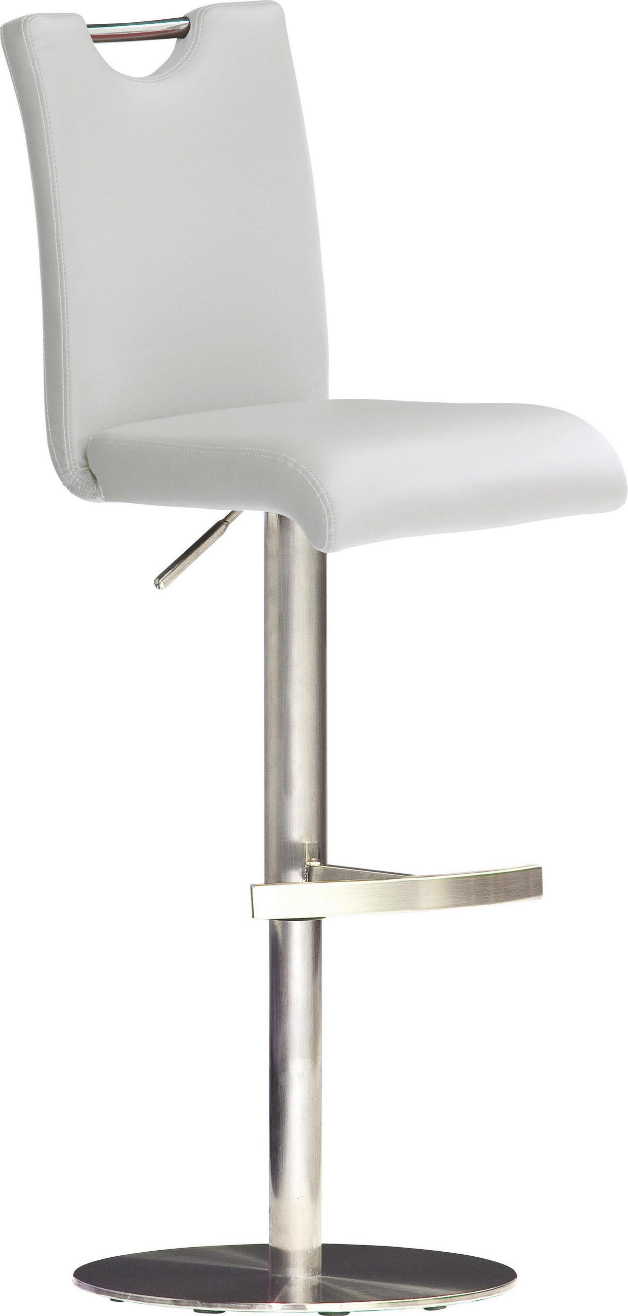 Barhocker in Metall, Textil Weiß, Edelstahlfarben