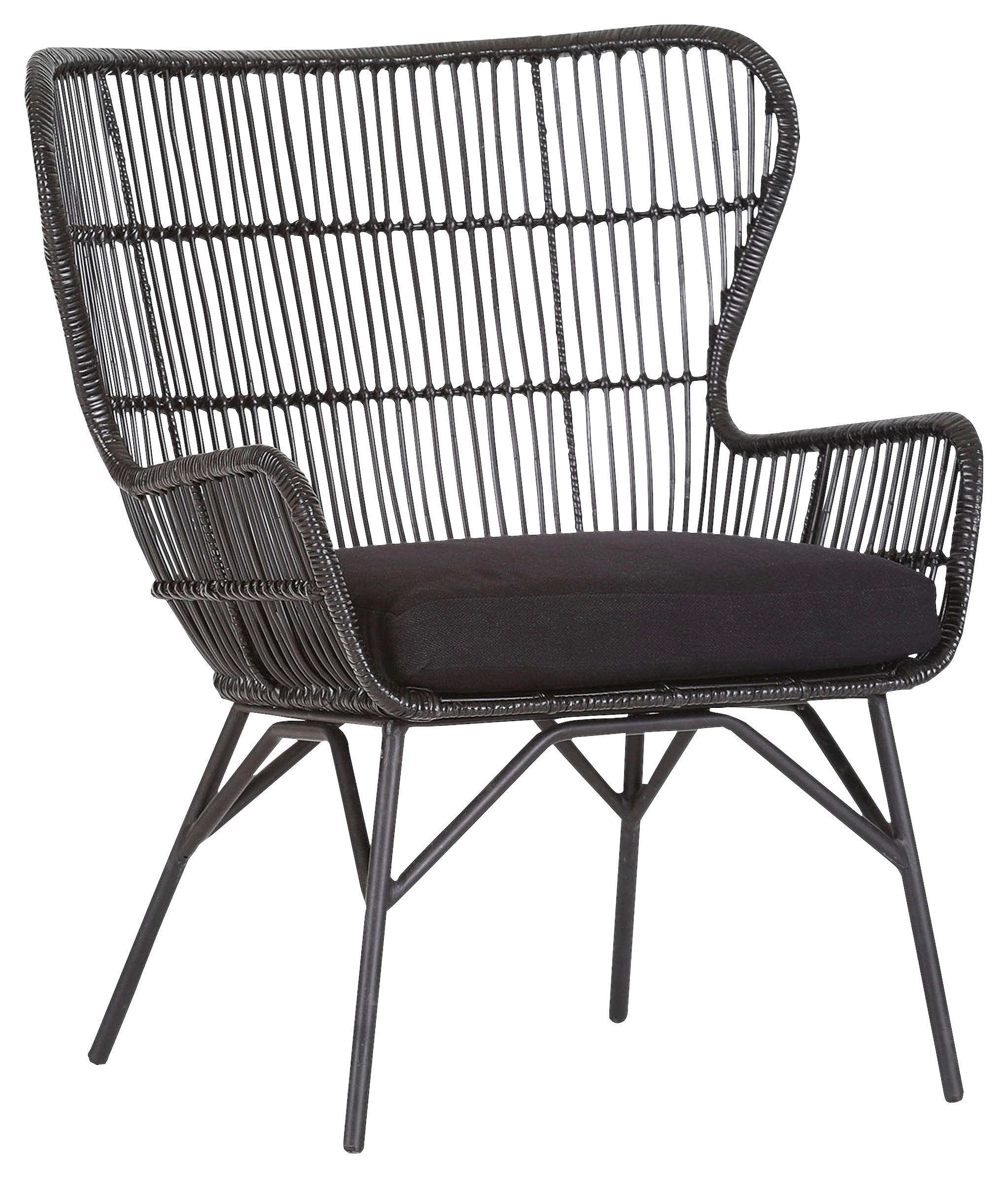 OHRENSESSEL Webstoff Schwarz  - Schwarz, LIFESTYLE, Holz/Textil (74/87/64cm) - Landscape