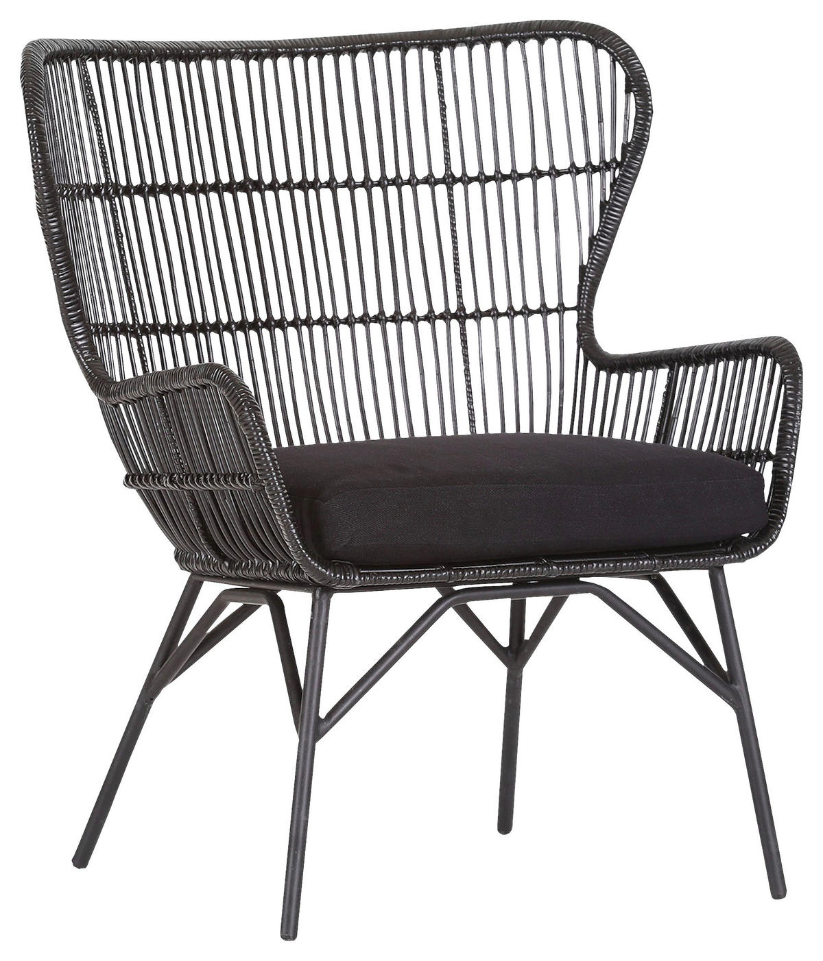 OHRENSESSEL Webstoff Schwarz  - Schwarz, LIFESTYLE, Holz/Textil (74/87/64cm) - Landscape