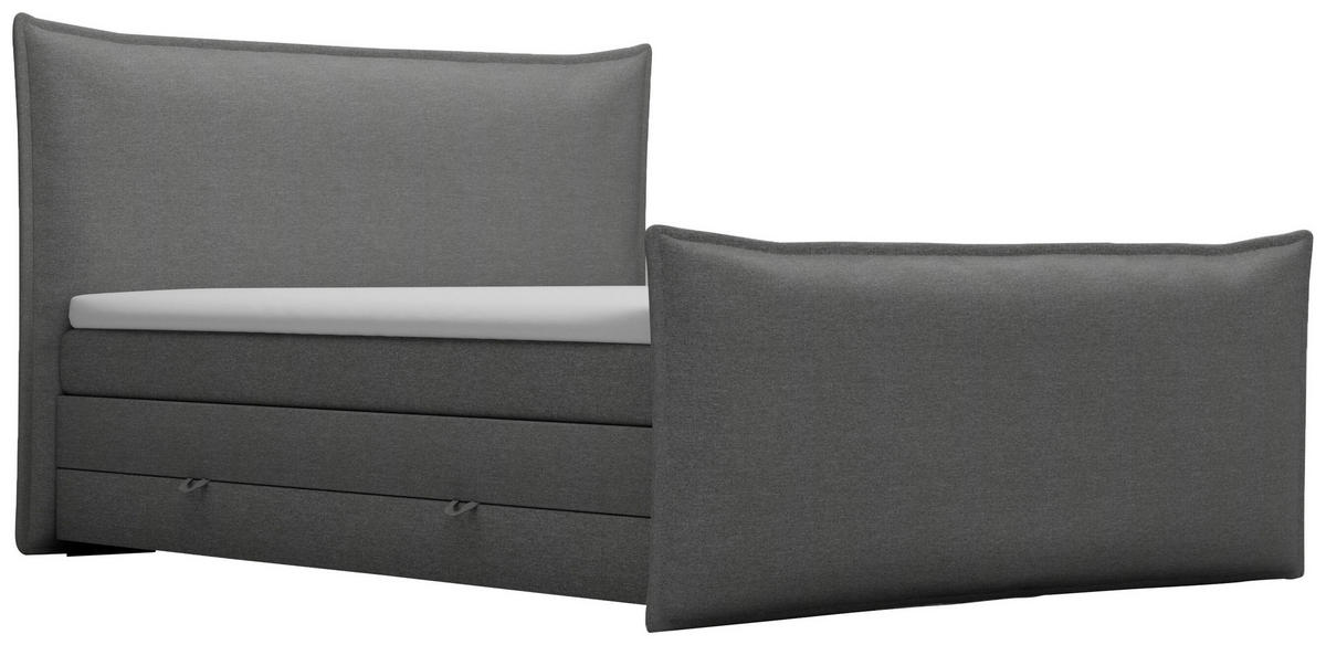 BOXSPRINGBETT 160/200 cm  in Silberfarben  - Silberfarben/Schwarz, MODERN, Textil (160/200cm) - MID.YOU