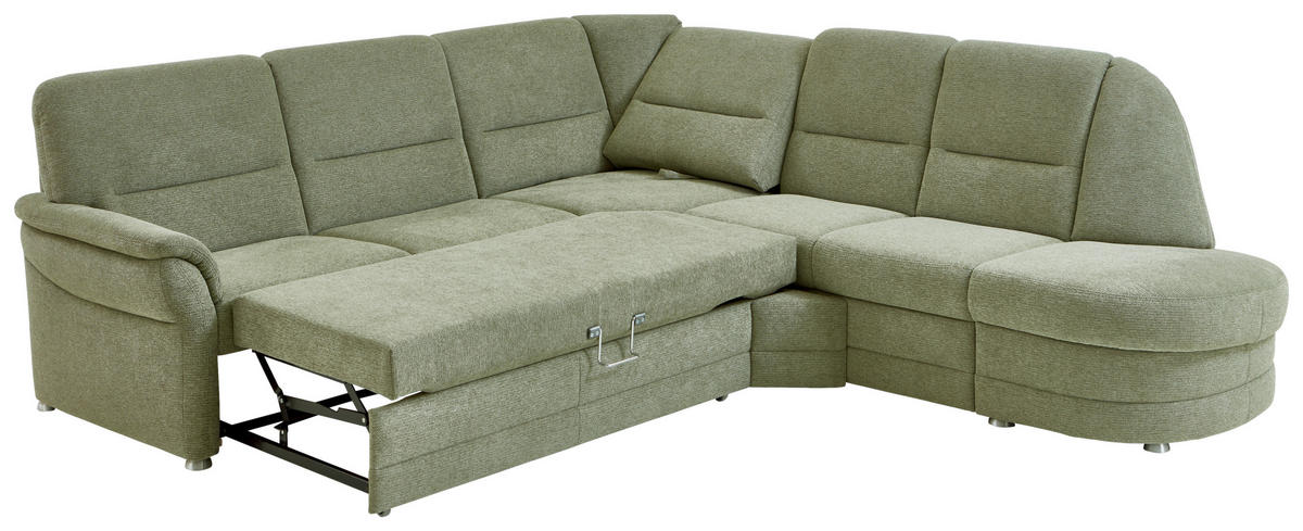ECKSOFA Grün Flachgewebe  - Alufarben/Grün, KONVENTIONELL, Textil (253/273cm) - Beldomo Comfort