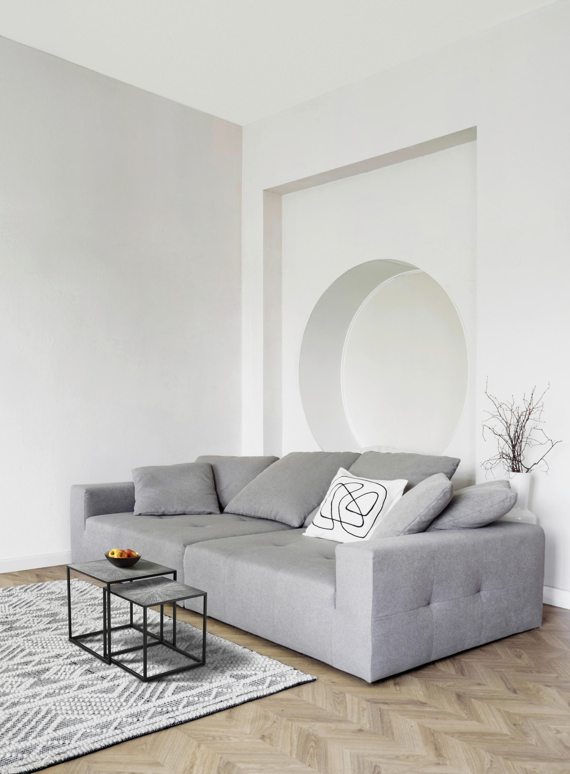 BEISTELLTISCHSET quadratisch Schwarz, Silberfarben  - Silberfarben/Schwarz, MODERN, Metall (35-40/35-40/35-40cm)