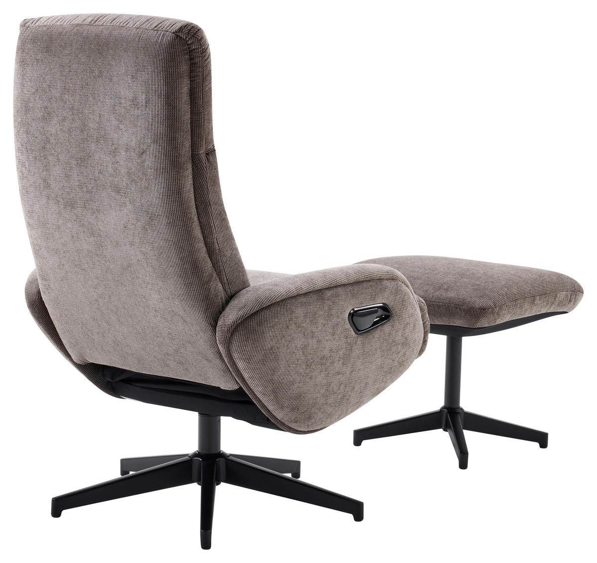 RELAXSESSELSET Webstoff Relaxfunktion, Hocker    - Schwarz/Braun, Design, Textil/Metall (75/107/77cm) - Livetastic