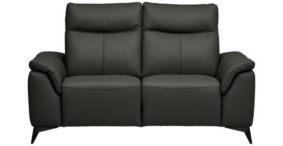 2-SITZER-SOFA  in Echtleder Anthrazit   - Anthrazit/Schwarz, Design, Leder/Metall (176/105/98cm) - Belluti