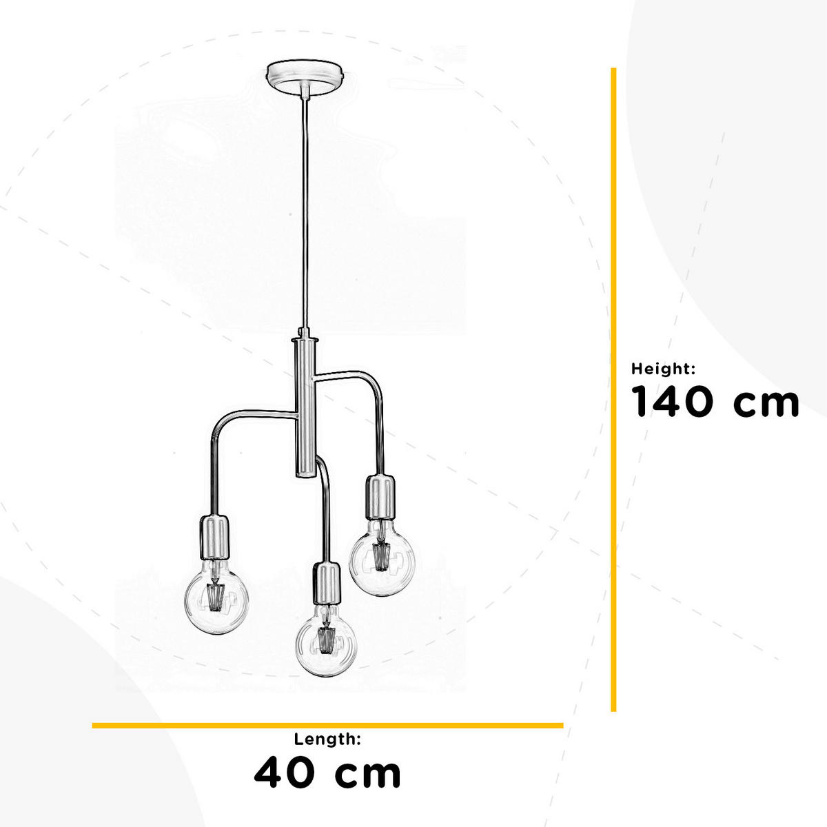 HÄNGELEUCHTE 40/140 cm  - Weiß, Design, Metall (40/140cm)