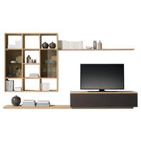WOHNWAND  in Eichefarben, Dunkelbraun  320/183,4/48,3 cm  - Eichefarben/Dunkelbraun, Design, Glas/Holz (320/183,4/48,3cm) - Team 7