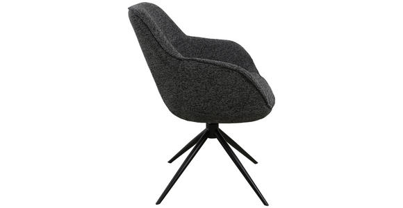 ARMLEHNSTUHL  in Eisen Leinenoptik  - Anthrazit/Schwarz, Design, Textil/Metall (64/84/61cm) - Novel