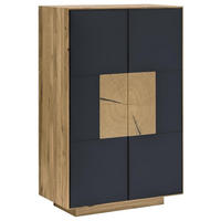 SCHUHSCHRANK Asteiche massiv Anthrazit, Eichefarben  - Eichefarben/Anthrazit, MODERN, Glas/Holz (72/112/37cm) - Linea Natura