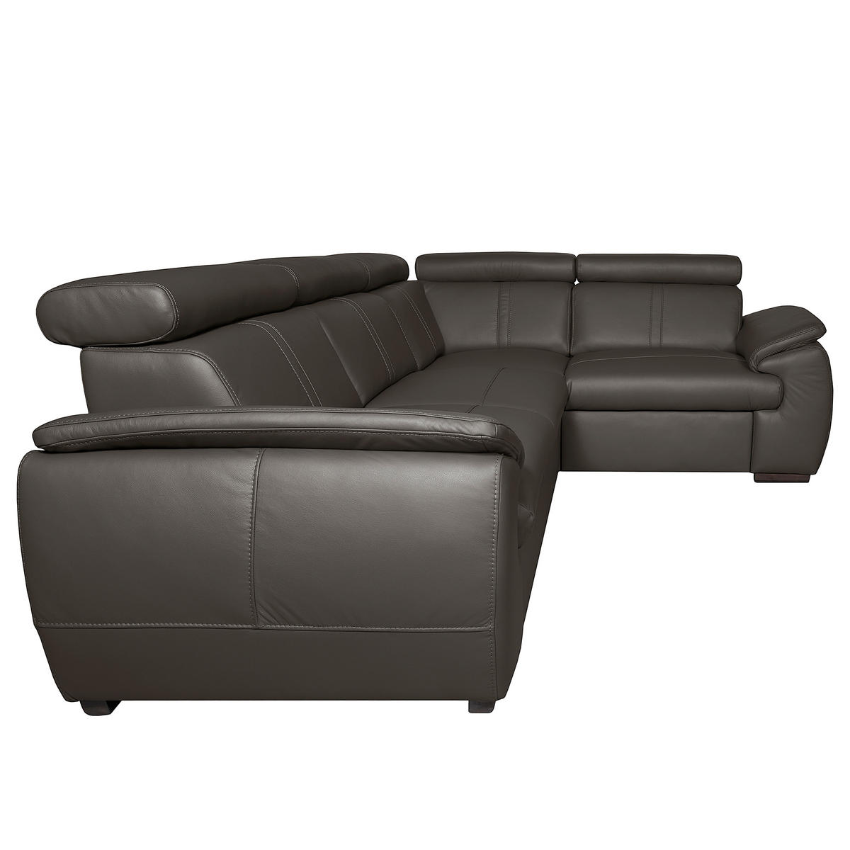 ECKSOFA  in Echtleder Dunkelbraun  265/193 cm  - Wengefarben/Dunkelbraun, Design, Leder/Holz (265/193cm) - Livetastic