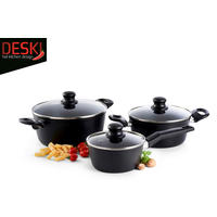 KOCHTOPFSET 6-teilig  - Schwarz, Basics, Glas/Metall (24/10,5cm) - Atrigo