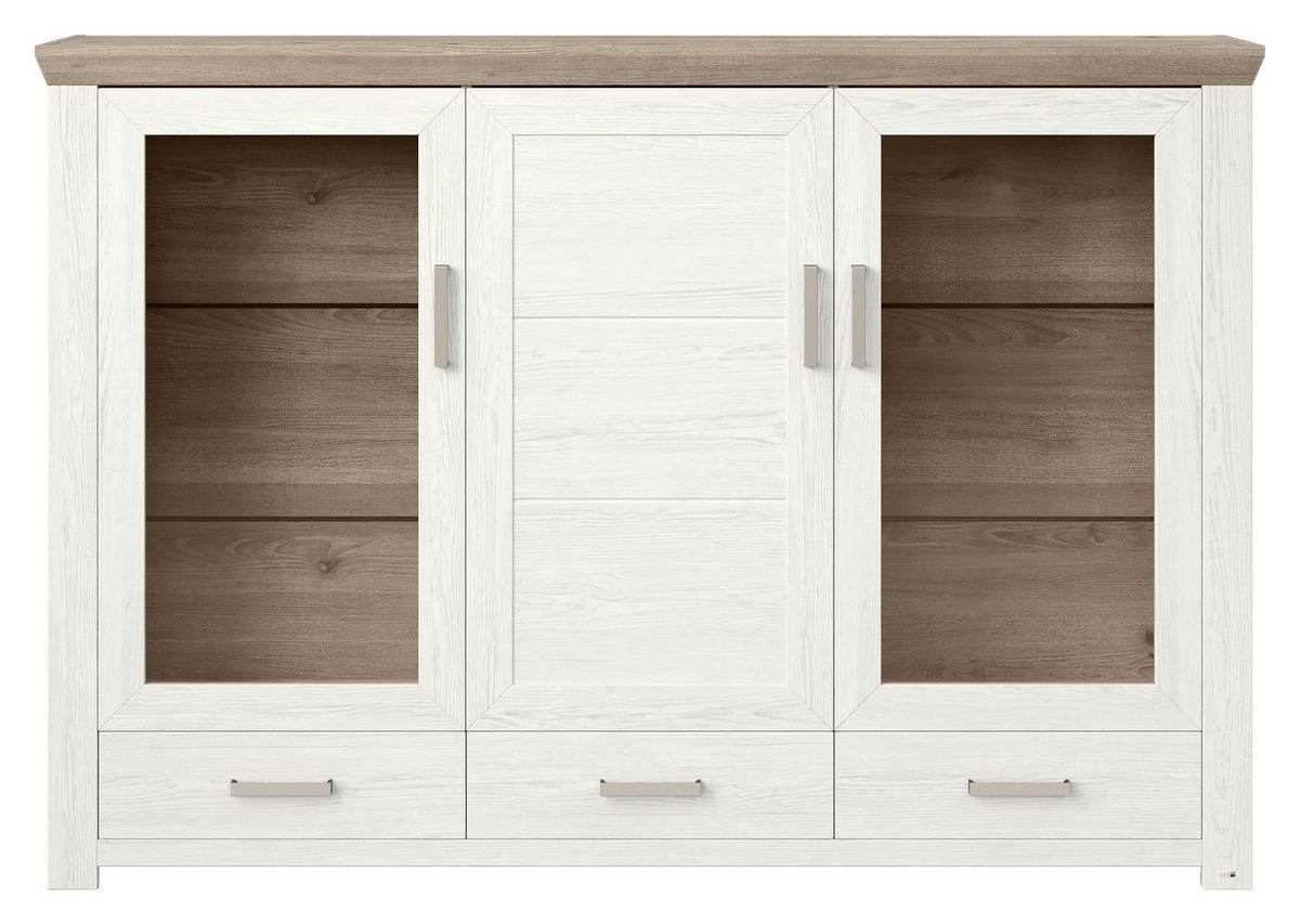 HIGHBOARD  in 184,1/126,6/44,2 cm  - Eichefarben/Weiß, Design, Glas/Holzwerkstoff (184,1/126,6/44,2cm) - SetOne by Musterring