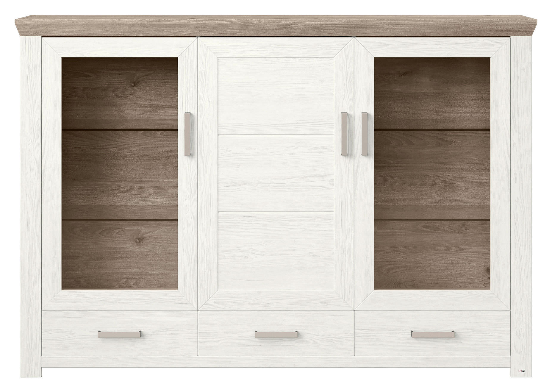 Thumbnail - SetOne by Musterring Highboard, Weiß, Eiche, Metall, 6 Fächer, 3 Schublade(n) Schubladen, 184.1x126.6x44.2 cm, Beimöbel ...