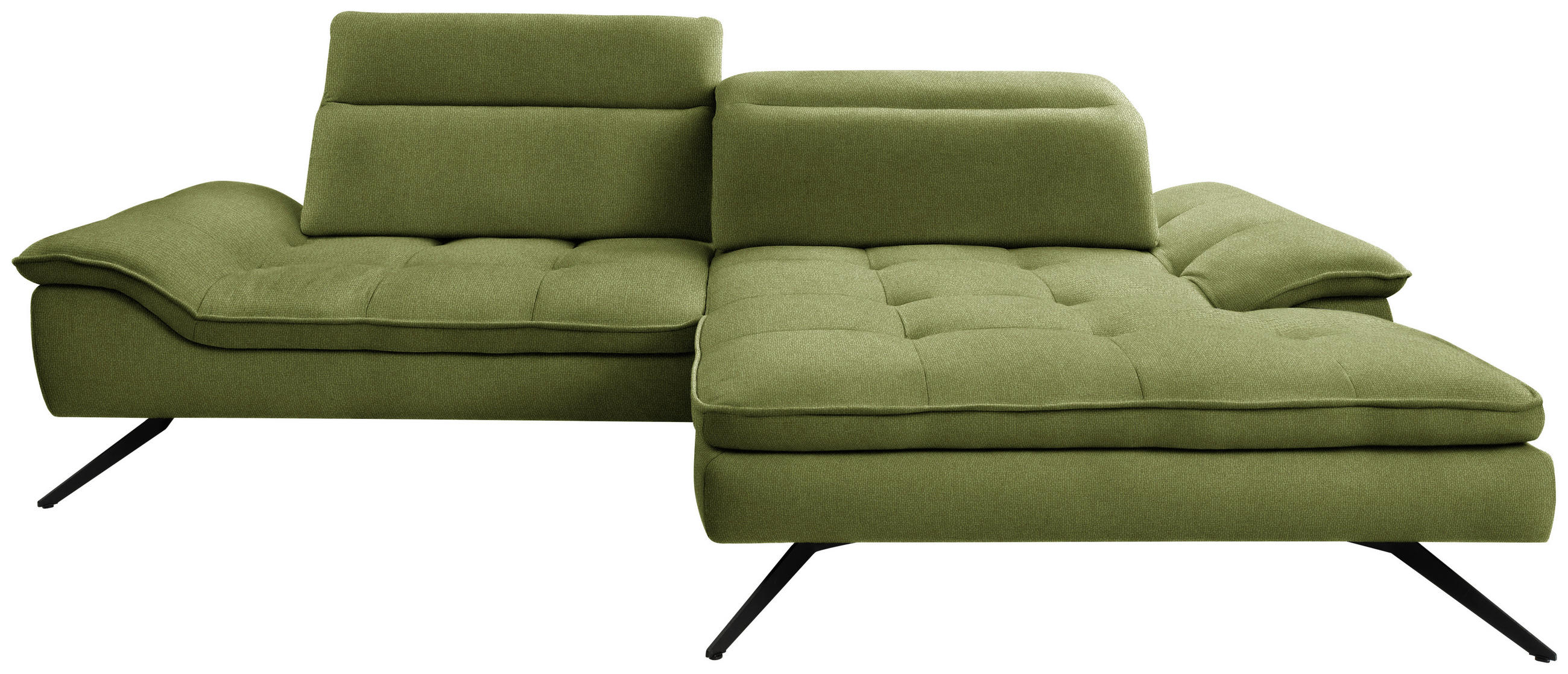 ECKSOFA in Webstoff Grün  - Schwarz/Grün, Design, Textil/Metall (288/179-202cm) - Stylife