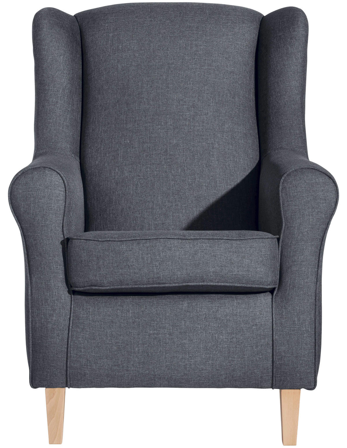OHRENSESSEL in Flachgewebe Blaugrau  - Buchefarben/Blaugrau, Design, Holz/Textil (77/103/86cm) - Max Winzer