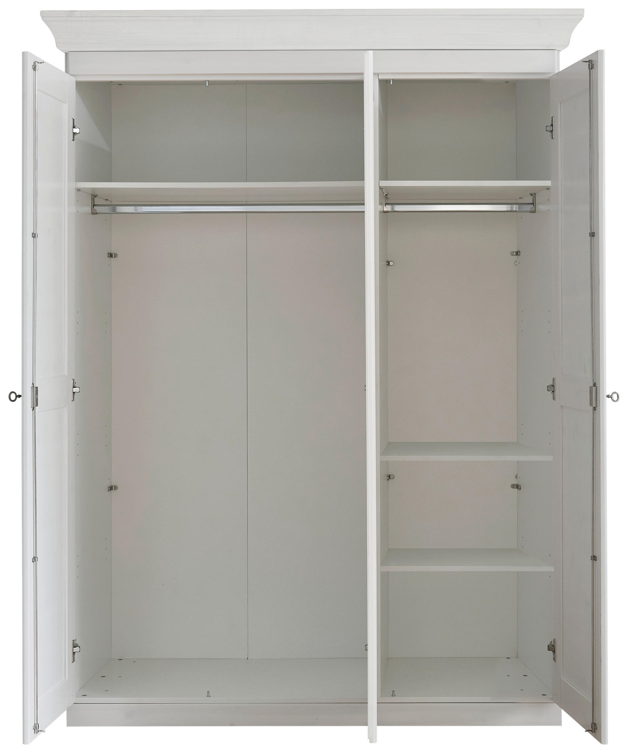 DREHTÜRENSCHRANK 156/210/64 cm 3-türig Weiß - Weiß/Kupferfarben, ROMANTIK / LANDHAUS, Glas/Holz (156/210/64cm) - Boxxx