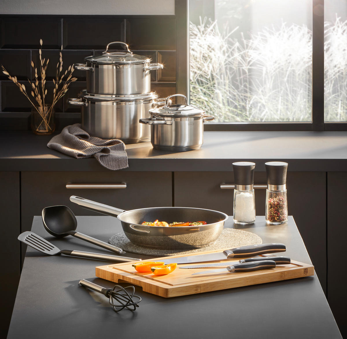 KOCHTOPFSET GOURMET-SET ELEGANCE 13-teilig  - Basics, Metall (37,8/29/59cm) - Rösle