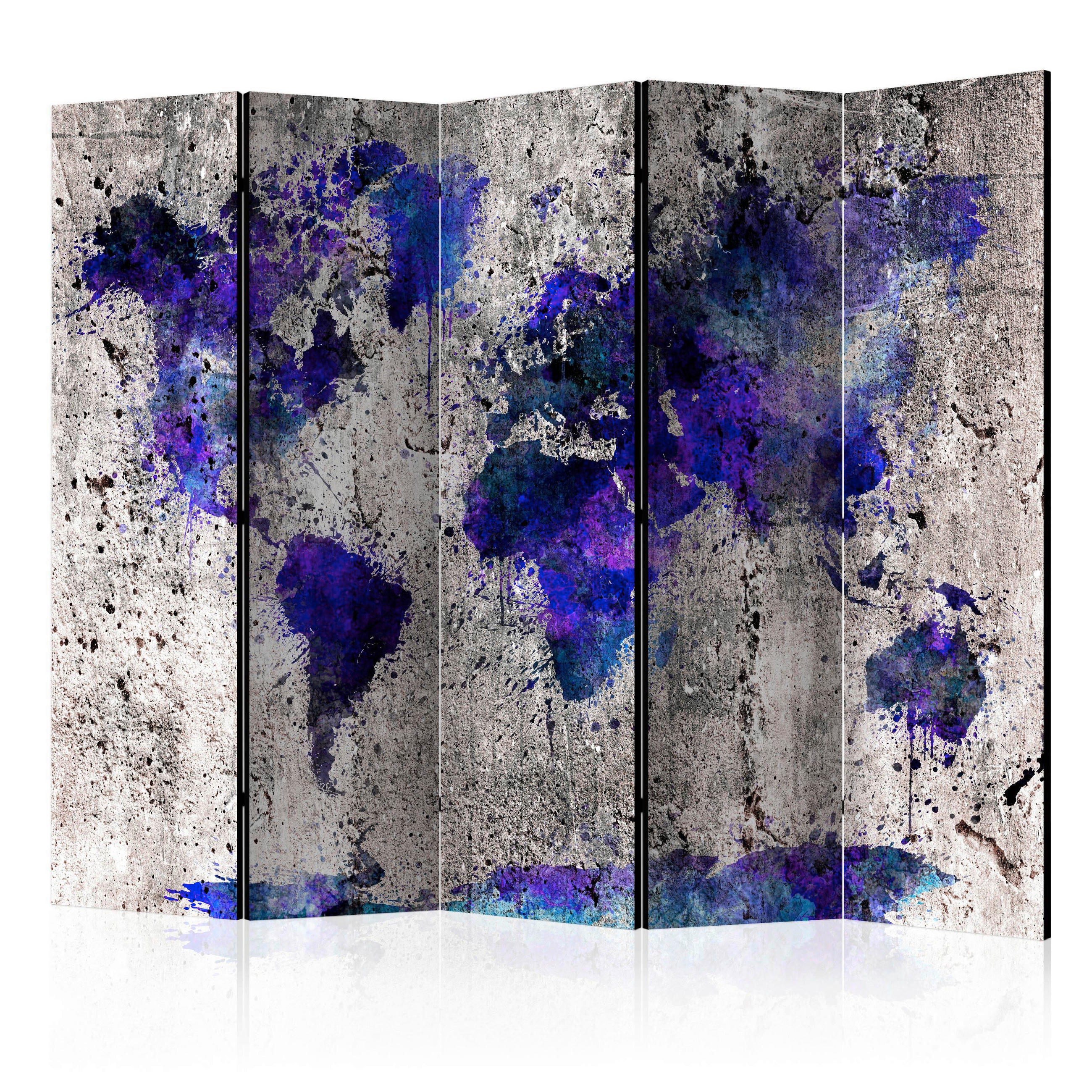 Paravent doppeltseitig mit 5  Flügel - Beige/Violett, Basics, Holz/Textil (225/172cm) - artgeist