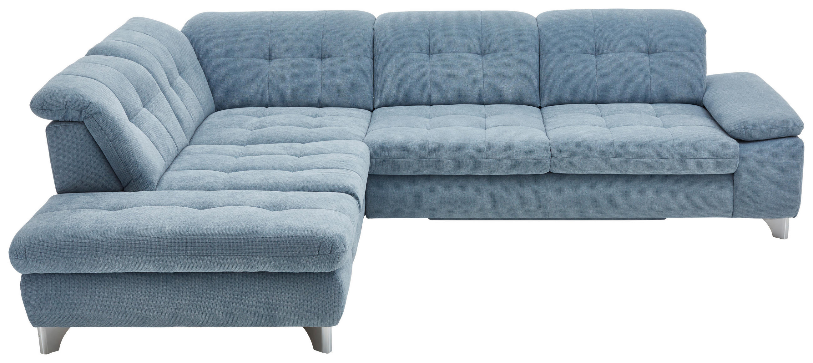 ECKSOFA in Chenille Hellblau  - Chromfarben/Hellblau, Design, Textil/Metall (260/310cm) - Beldomo Speed