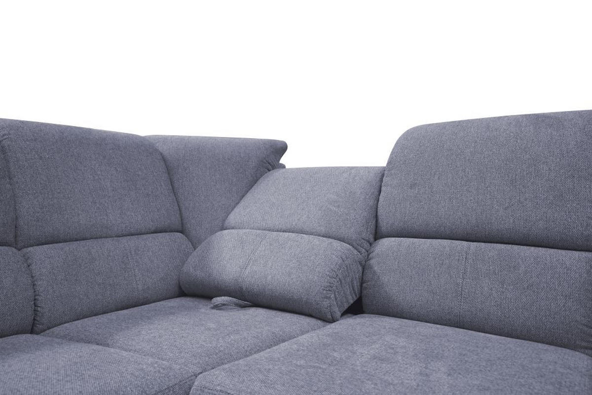 ECKSOFA Blaugrau Webstoff  - Silberfarben/Blaugrau, Design, Holz/Kunststoff (270/216cm) - Livetastic
