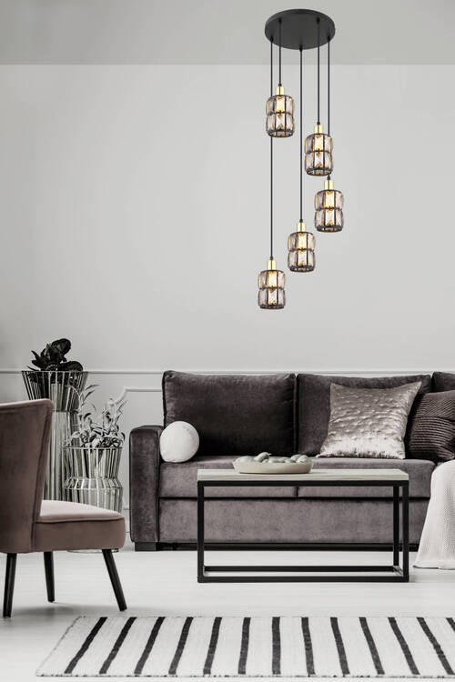 LAMPĂ SUSPENDATĂ 30/120 cm  - negru, Design, sticlă/metal (30/120cm) - Globo